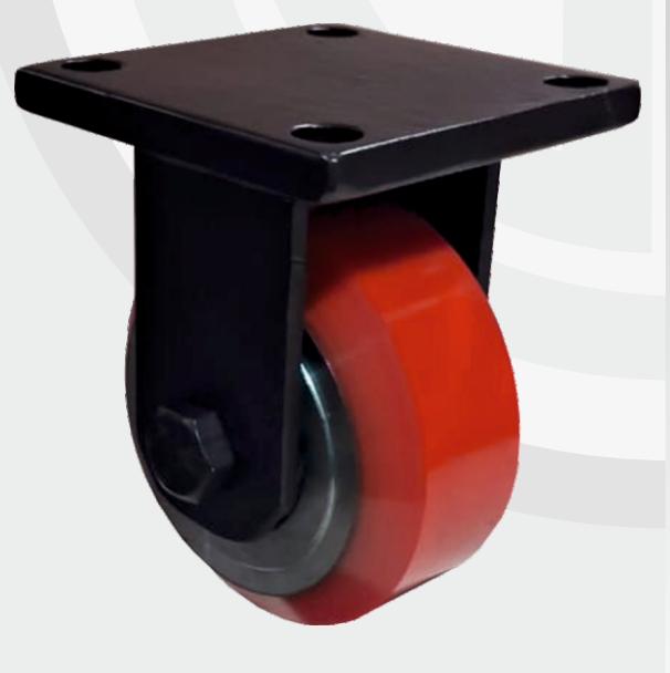 Fixed mild steel fabricated bracket Cast Iron PU wheel Ø100×50 mm