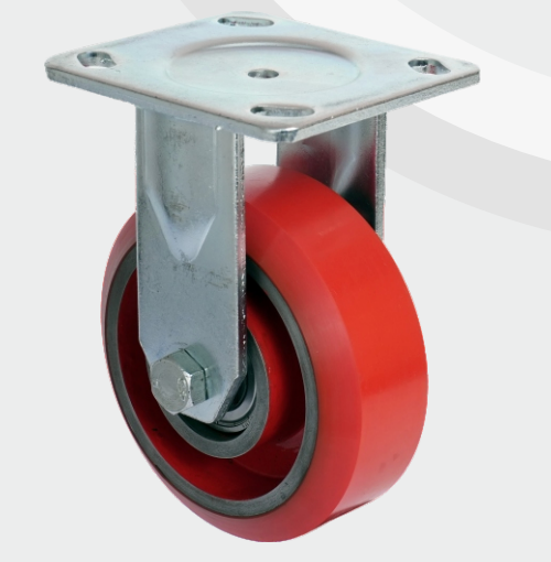 Cast Iron PU Fixed wheel Ø125×50 mm with pressed steel bracket