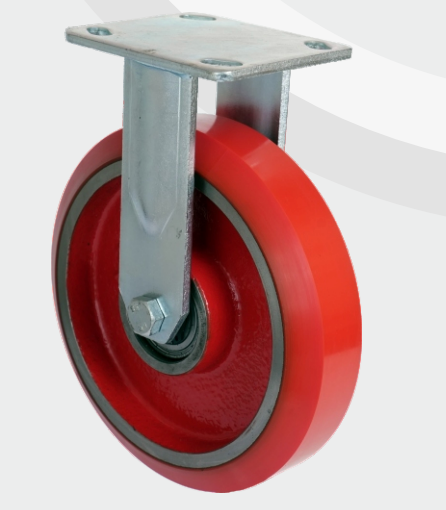Cast Iron PU Fixed wheel Ø200×50 mm with pressed steel bracket