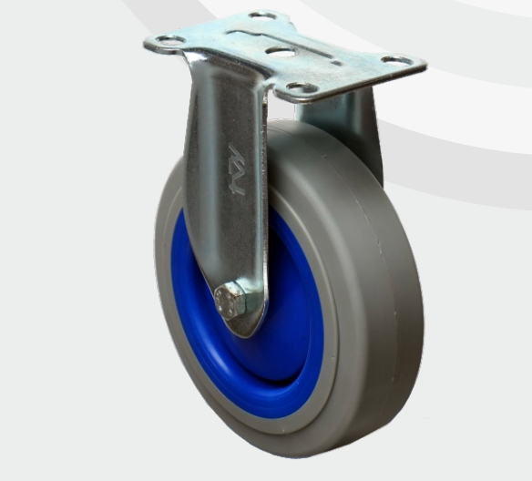 PU Nylon Fixed wheel Ø125×32 mm with pressed steel bracket