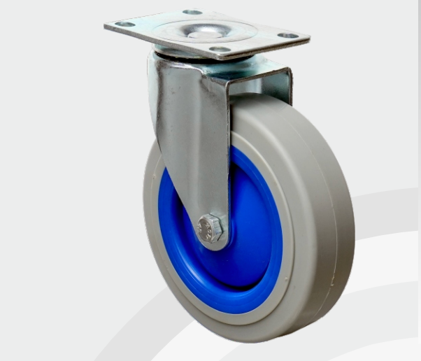PU Nylon Swivel wheel Ø125×32 mm with pressed steel bracket