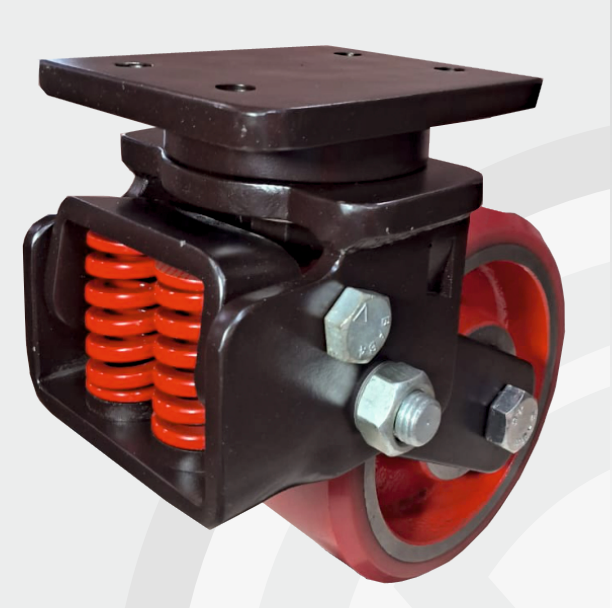 Spring Loaded Swivel Cast Iron PU wheel Ø200×75 mm